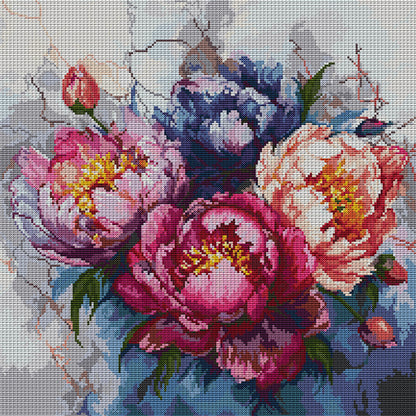 Peony Iii - 11CT Stamped Cross Stitch 56*56CM(Joy Sunday)