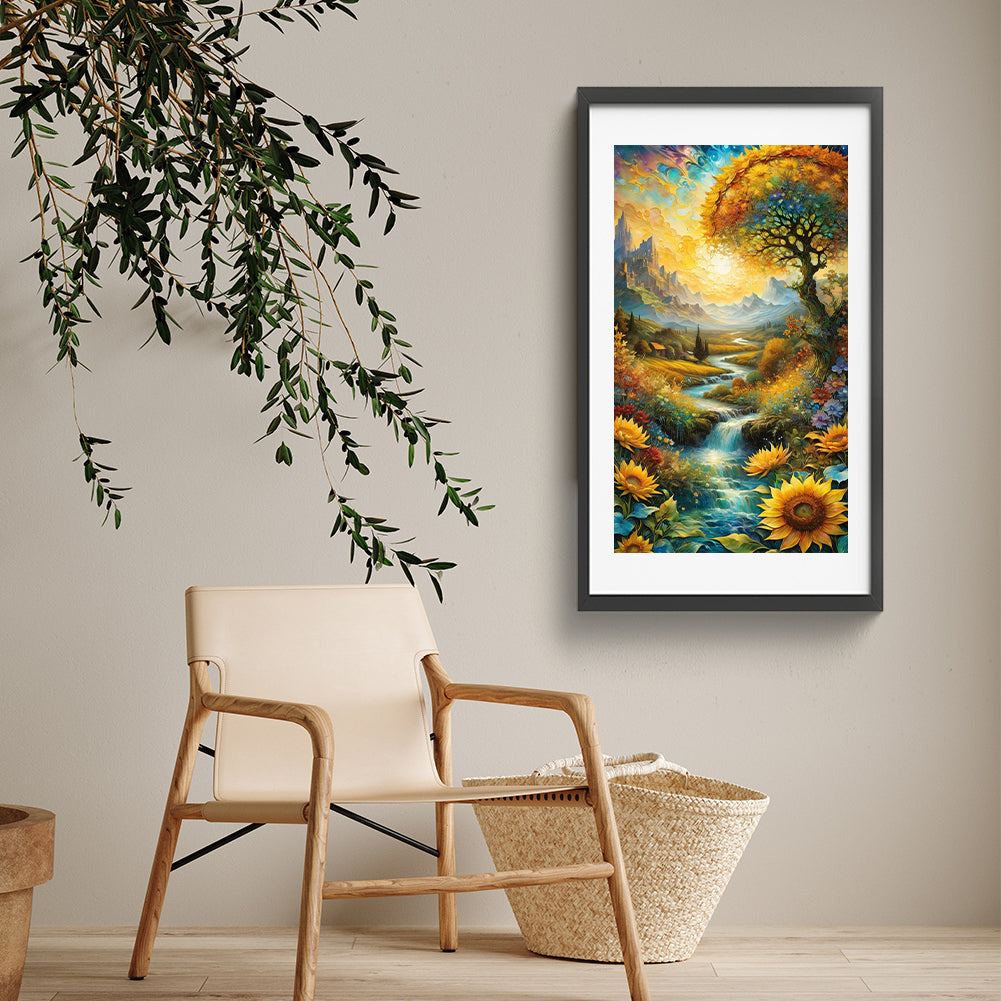 Streamside Scenery - Full Round Drill Diamond Painting 40*70CM