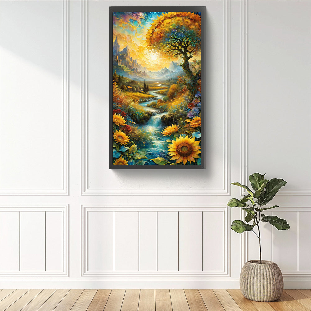 Streamside Scenery - Full Round Drill Diamond Painting 40*70CM