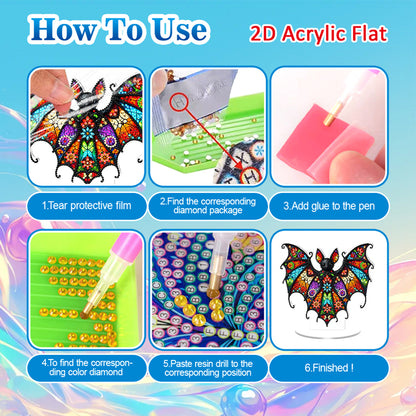 2D Flat Halloween DIY Diamond Painting 5D Desktop Ornaments Kit for Home Decor
