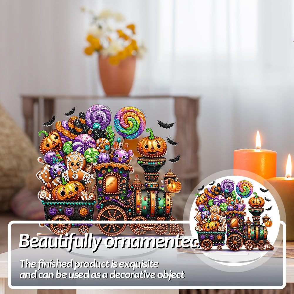 2D Flat Halloween DIY Diamond Painting 5D Desktop Ornaments Kit for Home Decor