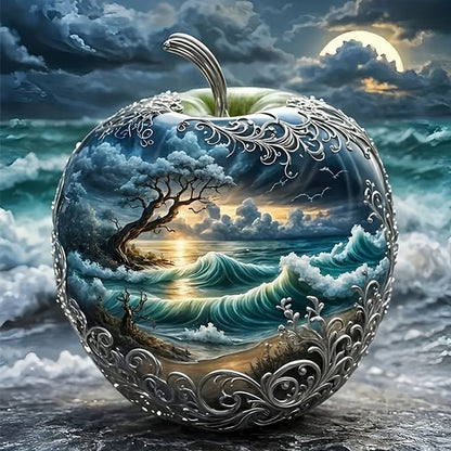 Crystal Apple On Seaside - Full Round Drill Diamond Painting 40*40CM