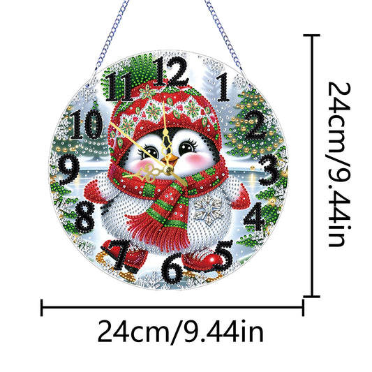 2D Flat DIY Xmas Diamond Painting Ornament with Clock Function Creative Craft