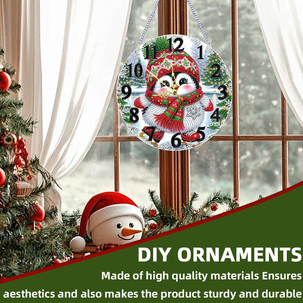 2D Flat DIY Xmas Diamond Painting Ornament with Clock Function Creative Craft
