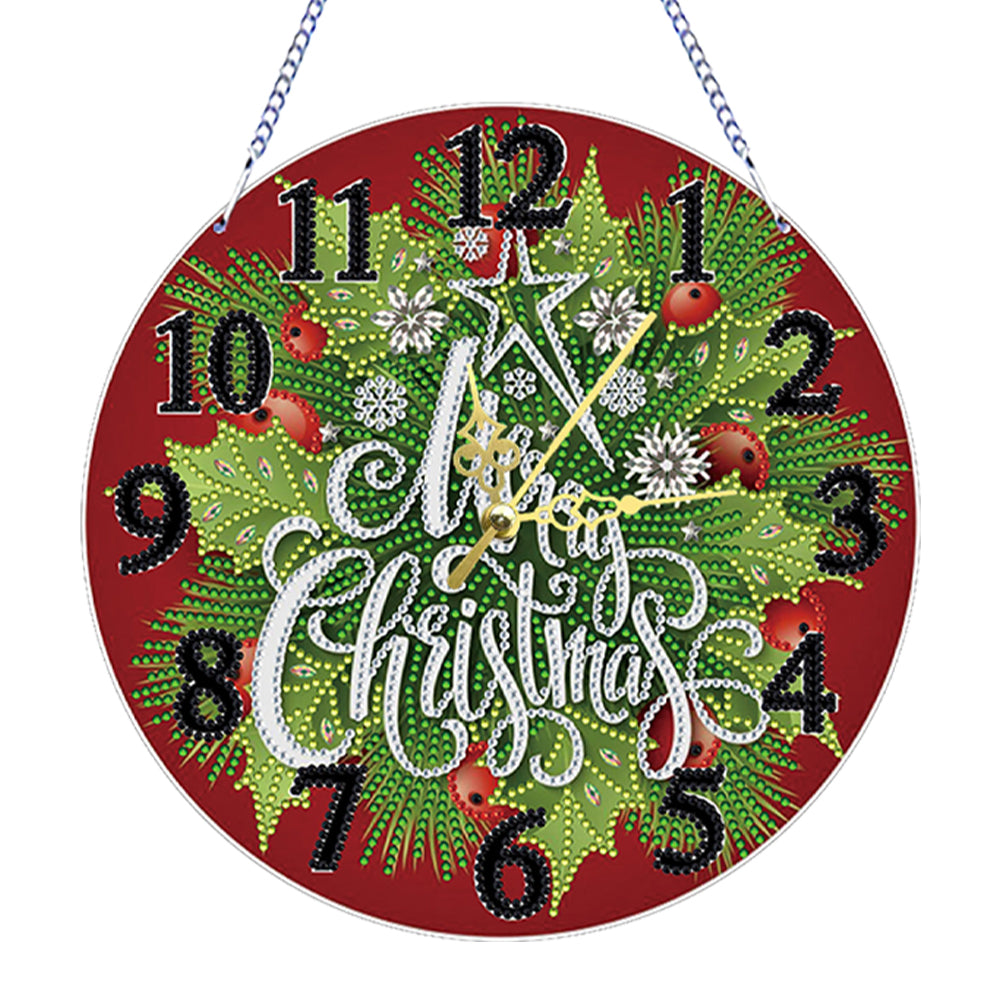 2D Flat DIY Xmas Diamond Painting Ornament with Clock Function Creative Craft