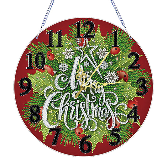 2D Flat DIY Xmas Diamond Painting Ornament with Clock Function Creative Craft