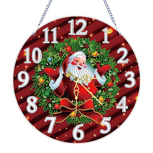 2D Flat DIY Xmas Diamond Painting Ornament with Clock Function Creative Craft