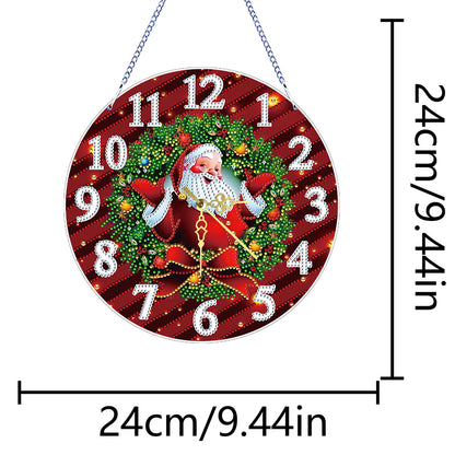 2D Flat DIY Xmas Diamond Painting Ornament with Clock Function Creative Craft