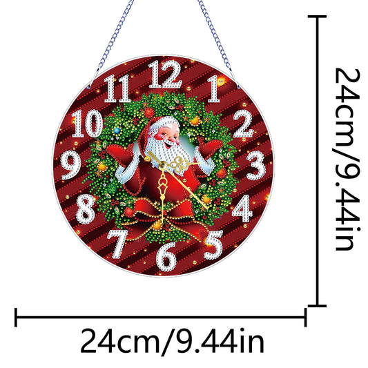 2D Flat DIY Xmas Diamond Painting Ornament with Clock Function Creative Craft