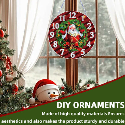 2D Flat DIY Xmas Diamond Painting Ornament with Clock Function Creative Craft