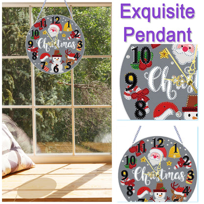 2D Flat DIY Xmas Diamond Painting Ornament with Clock Function Creative Craft