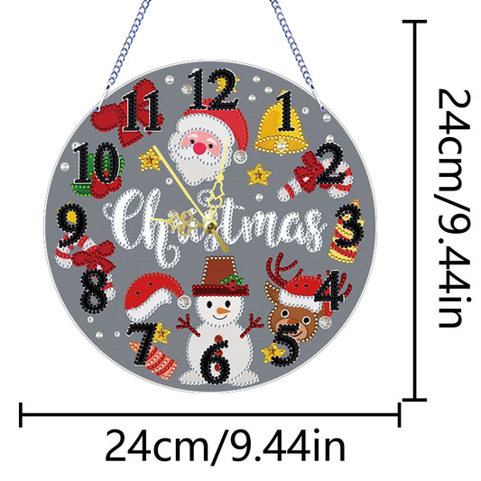 2D Flat DIY Xmas Diamond Painting Ornament with Clock Function Creative Craft