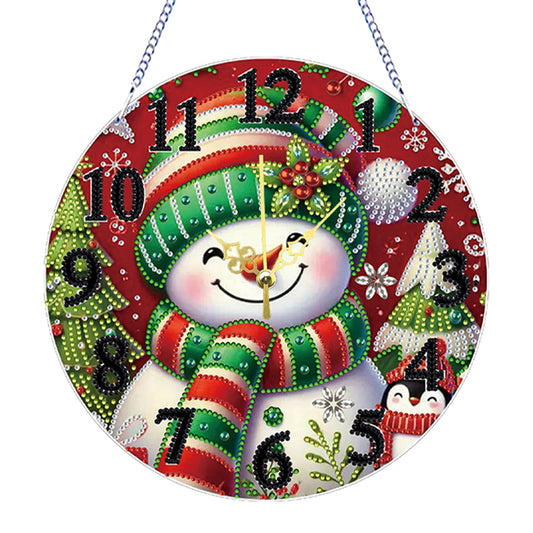 2D Flat DIY Xmas Diamond Painting Ornament with Clock Function Creative Craft