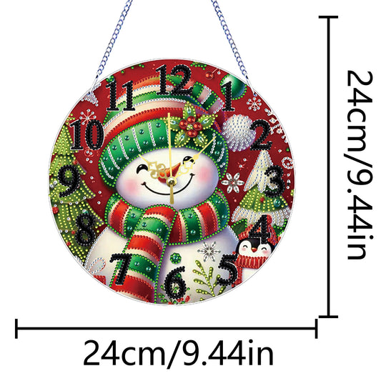 2D Flat DIY Xmas Diamond Painting Ornament with Clock Function Creative Craft