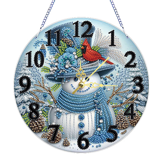 2D Flat DIY Xmas Diamond Painting Ornament with Clock Function Creative Craft