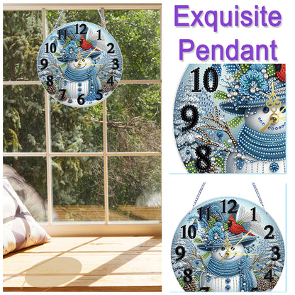 2D Flat DIY Xmas Diamond Painting Ornament with Clock Function Creative Craft
