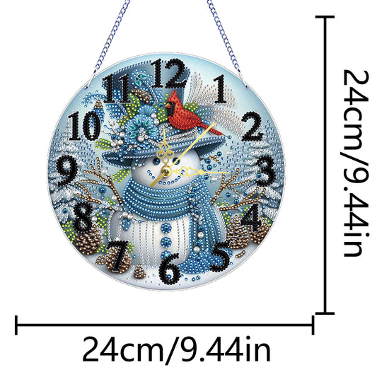 2D Flat DIY Xmas Diamond Painting Ornament with Clock Function Creative Craft