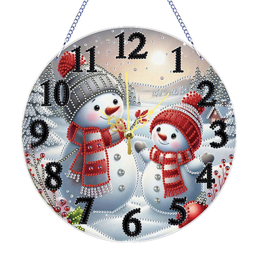 2D Flat DIY Xmas Diamond Painting Ornament with Clock Function Creative Craft