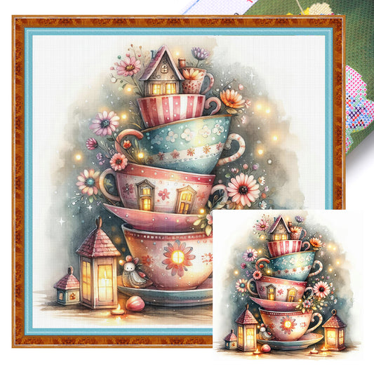 Cup Flower - 11CT Stamped Cross Stitch 45*45CM