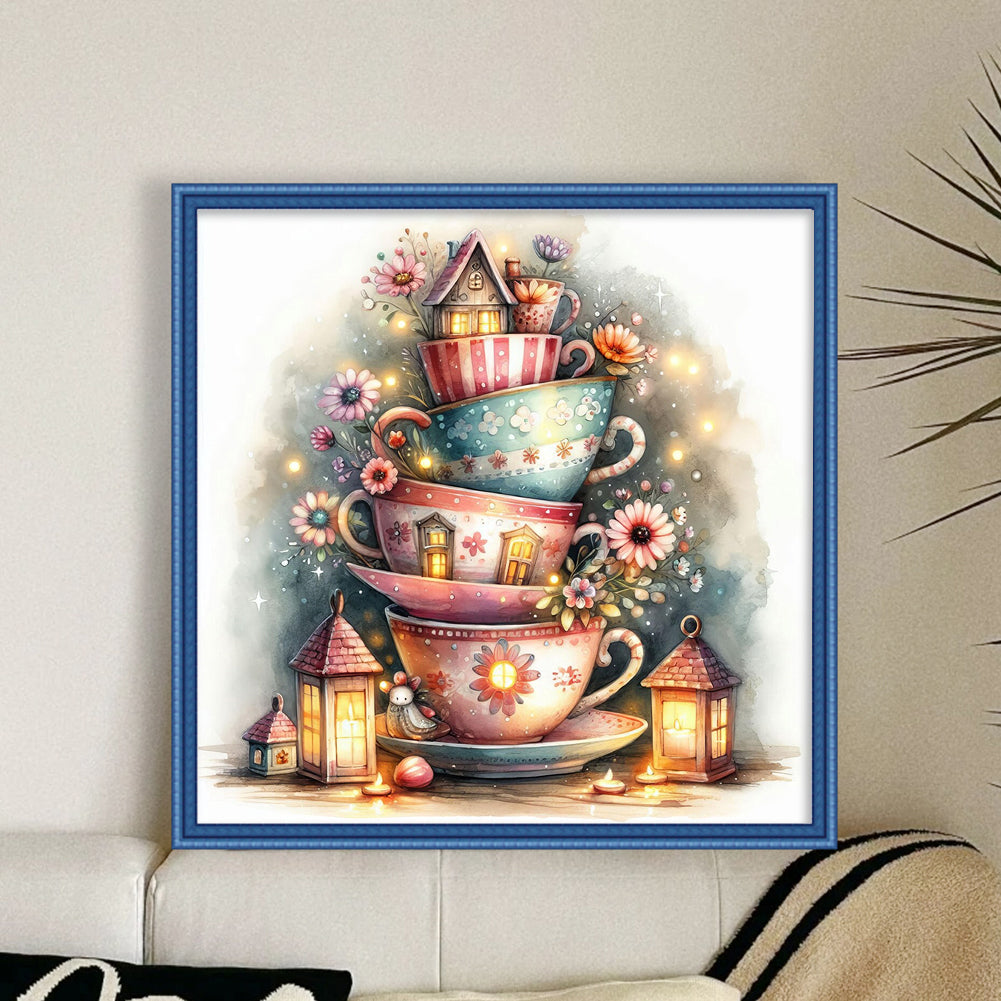 Cup Flower - 11CT Stamped Cross Stitch 45*45CM
