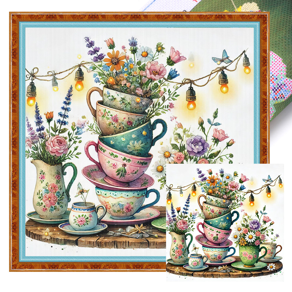 Cup Vase - 11CT Stamped Cross Stitch 45*45CM