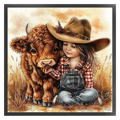 Yak And Girl - 11CT Stamped Cross Stitch 40*40CM