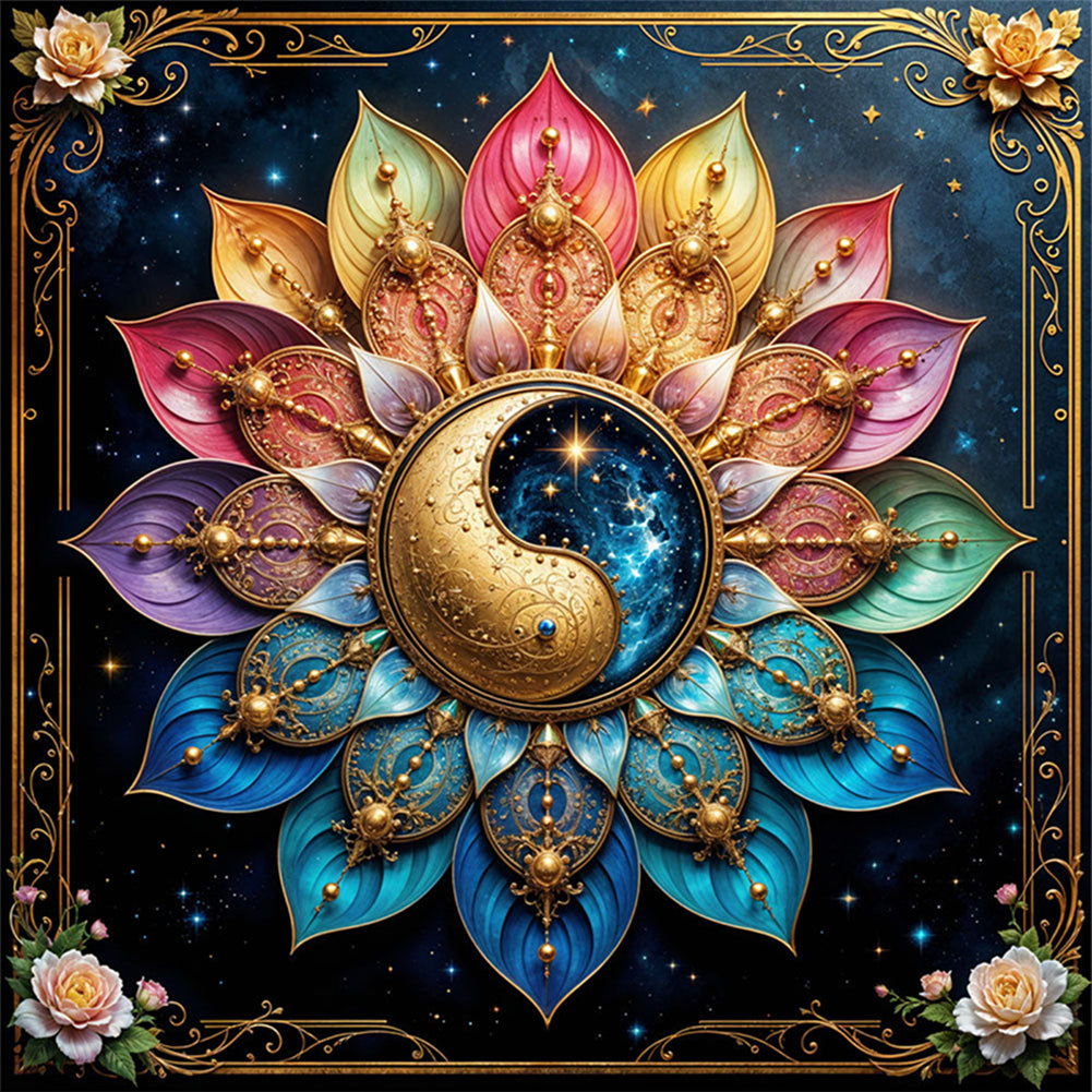 Tai Chi Lotus - 11CT Stamped Cross Stitch 50*50CM