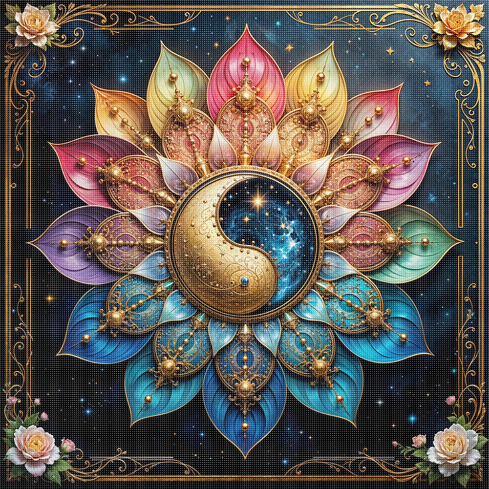 Tai Chi Lotus - 11CT Stamped Cross Stitch 50*50CM