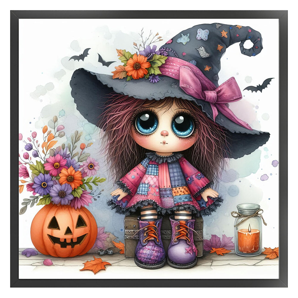 Cute Halloween Witch - 11CT Stamped Cross Stitch 40*40CM