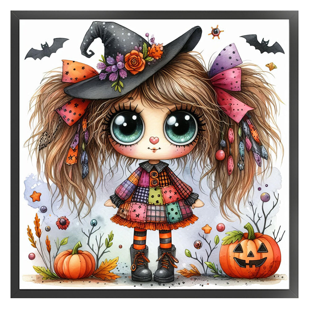 Cute Halloween Witch - 11CT Stamped Cross Stitch 40*40CM
