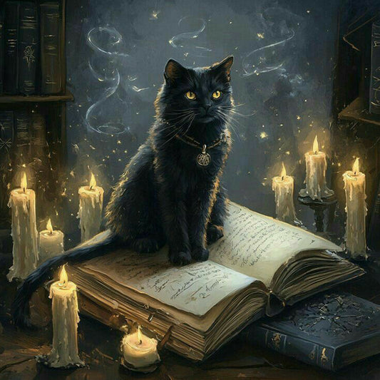 Cat On Book - Full Round Drill Diamond Painting 40*40CM