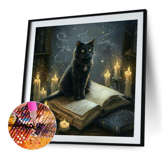 Cat On Book - Full Round Drill Diamond Painting 40*40CM