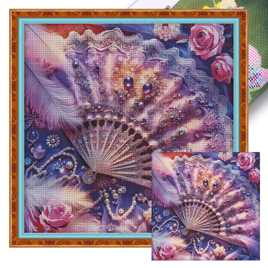 Feather Fan - 11CT Stamped Cross Stitch 75*75CM(Mona Lisa Brand)