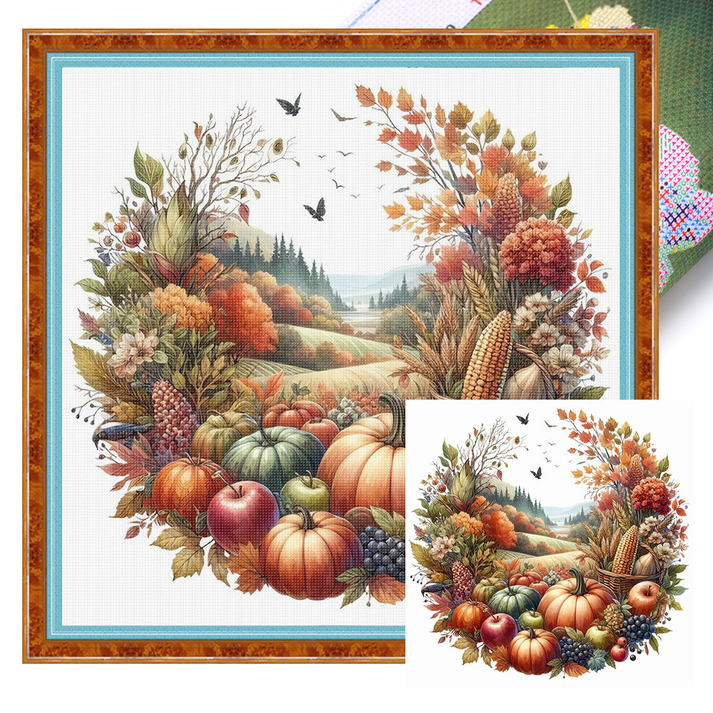 Autumn Scene - 11CT Stamped Cross Stitch 45*45CM