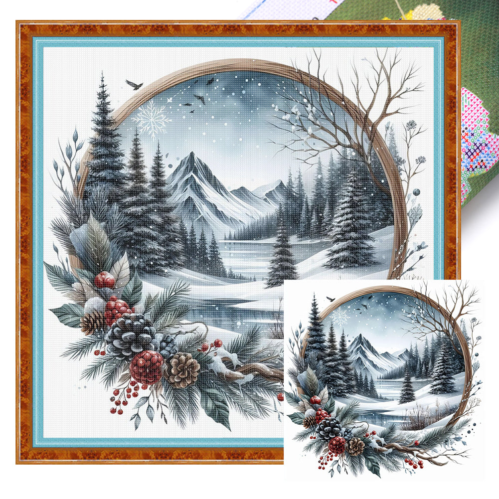 Winter Scene - 11CT Stamped Cross Stitch 45*45CM