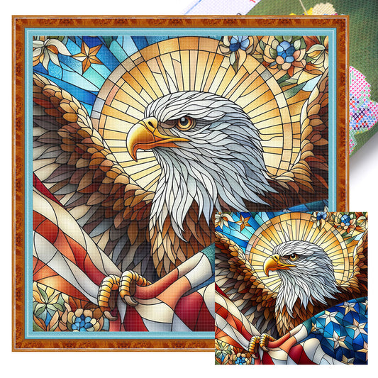 Glass Painting Eagle - 11CT Stamped Cross Stitch 45*45CM