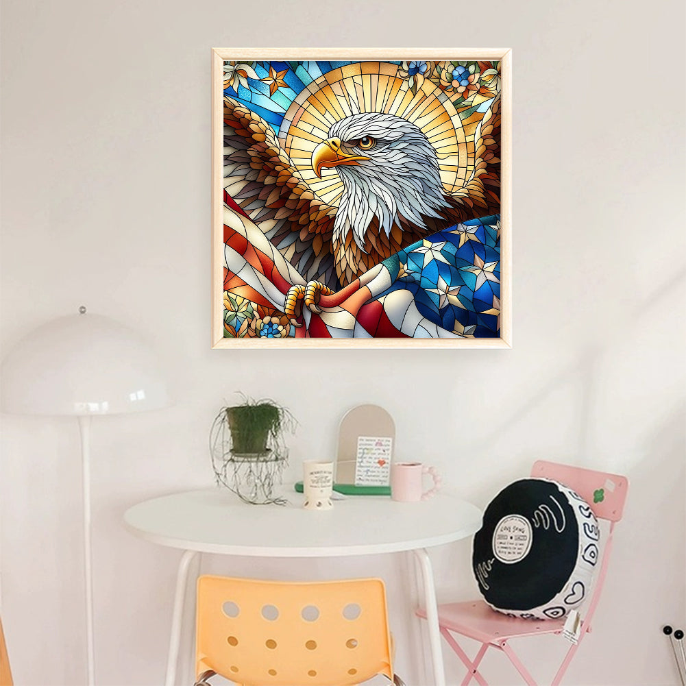 Glass Painting Eagle - 11CT Stamped Cross Stitch 45*45CM