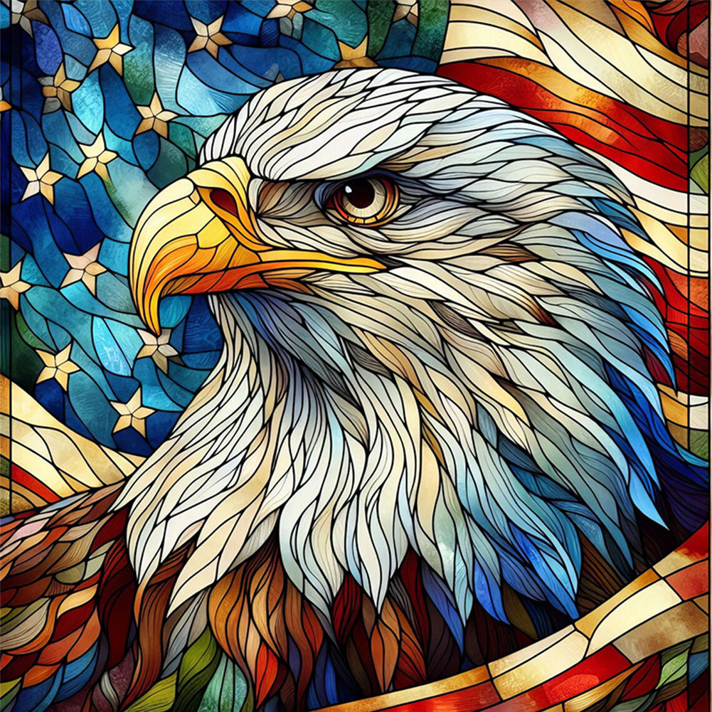 Glass Painting Eagle - 11CT Stamped Cross Stitch 45*45CM