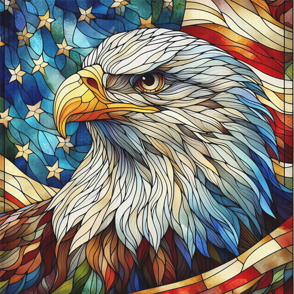Glass Painting Eagle - 11CT Stamped Cross Stitch 45*45CM