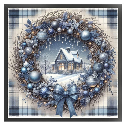 Christmas Cottage Scene - 11CT Stamped Cross Stitch 40*40CM