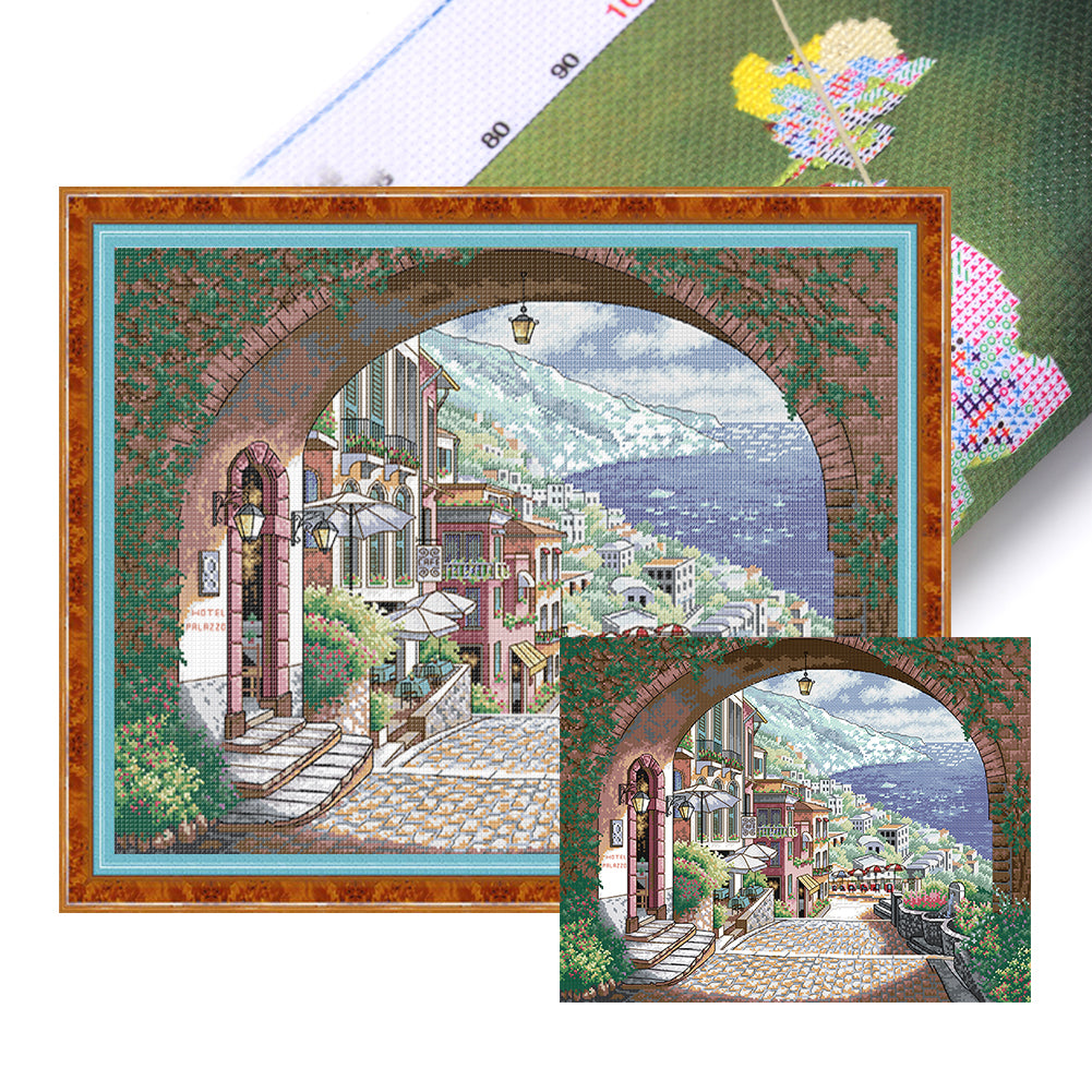 Seaside City 2 - 14CT Stamped Cross Stitch 57*47CM(Joy Sunday)
