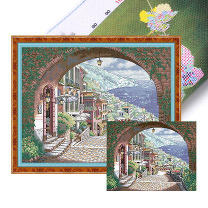Seaside City 2 - 14CT Stamped Cross Stitch 57*47CM(Joy Sunday)