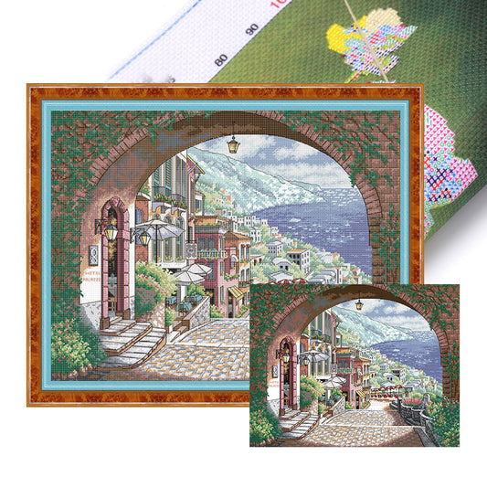Seaside City 2 - 14CT Stamped Cross Stitch 57*47CM(Joy Sunday)