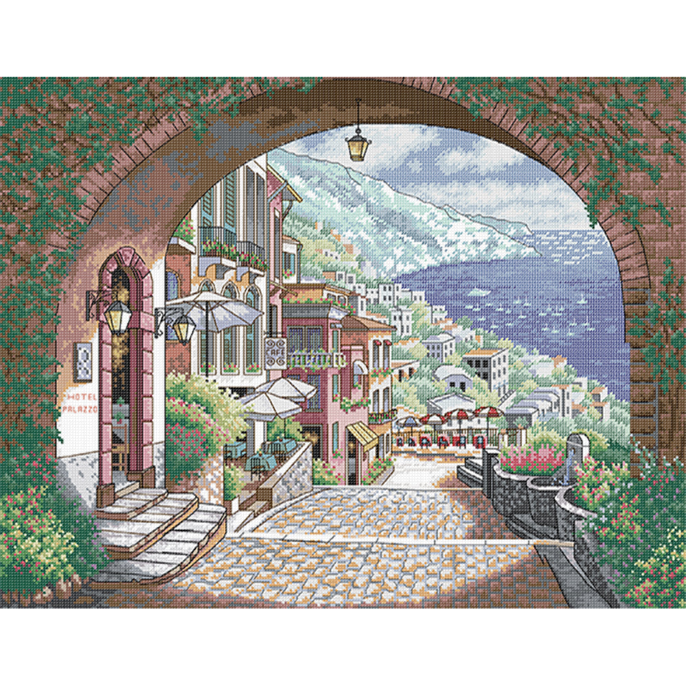 Seaside City 2 - 14CT Stamped Cross Stitch 57*47CM(Joy Sunday)