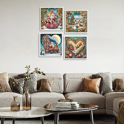 4Pcs Christmas Atmosphere - Special Shaped Drill Diamond Painting 30*30CM