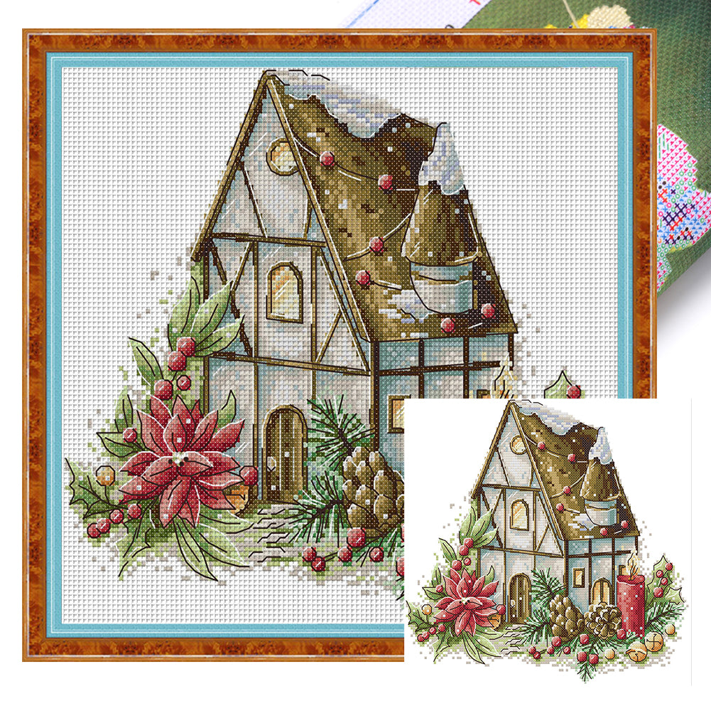 Winter Cottage - 14CT Stamped Cross Stitch 30*28CM(Joy Sunday)