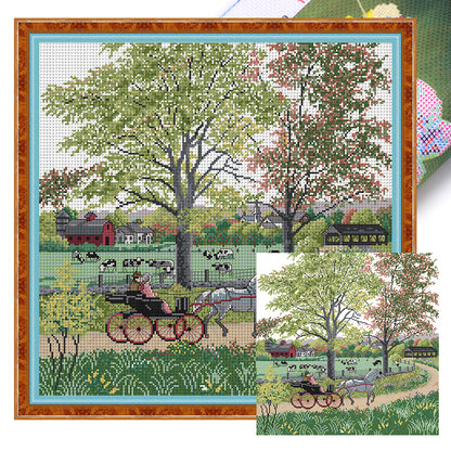 Outing - 14CT Stamped Cross Stitch 45*45CM(Joy Sunday)