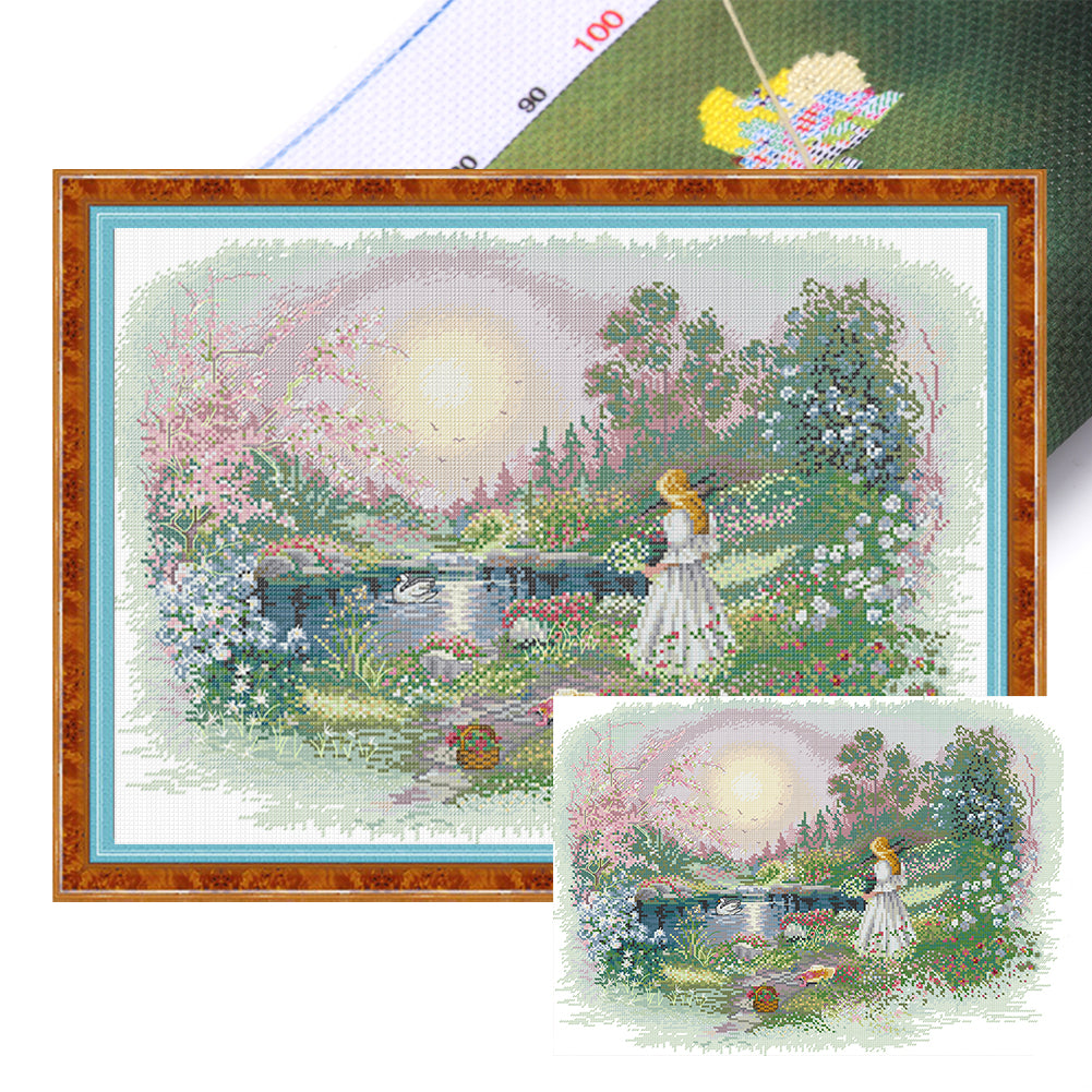 Lakeside - 14CT Stamped Cross Stitch 50*38CM(Joy Sunday)