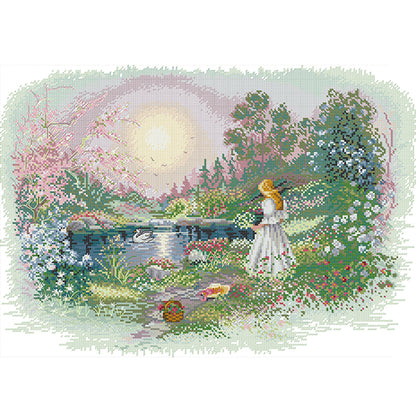 Lakeside - 14CT Stamped Cross Stitch 50*38CM(Joy Sunday)