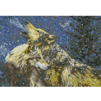 Wolf Howling In The Snow - 14CT Stamped Cross Stitch 56*42CM(Joy Sunday)